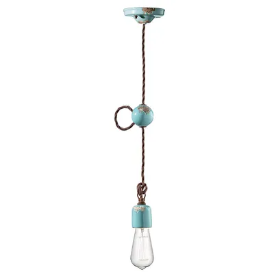 Produktbild von Ferroluce Pendelleuchte Vintage Hellblau Ø5,5cm max. 53W E27 kürzbar