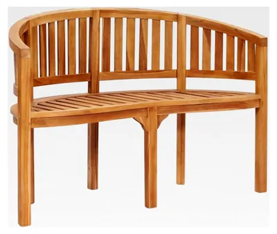 Produktbild von Teak Massiv Bananenbank 2-Sitzer Gartenbank Holzbank Parkbank Terassenbank Balkonbank Outdoor 120cm