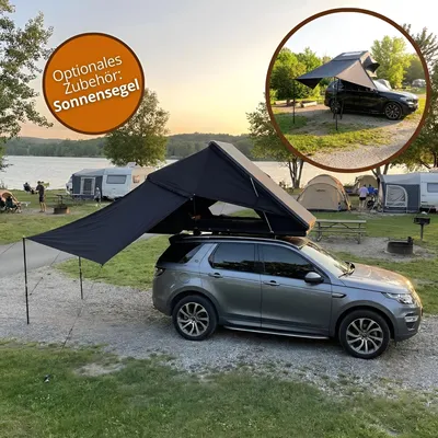 Produktbild von Z-Fold Dachzelt Autodachzelt Hardcase Aluminium in Khaki Auto Zelt mit optionalem Sonnensegel