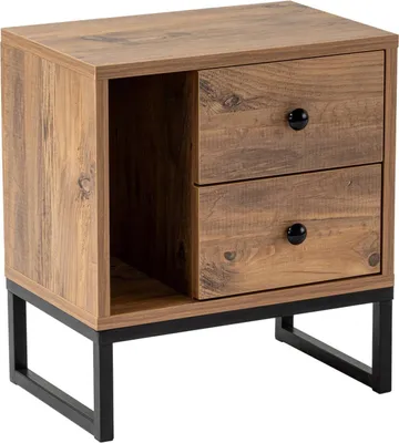 Image de Rhiannon - Table de nuit, 45x30x50h cm Chêne Brun, 2 tiroirs