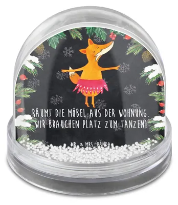 Produktbild von Mr. & Mrs. Panda Schneekugel Weihnachten Fuchs Ballerina - Kreidetafel - Geschenk, Geburtstag, Party, schnee kugel, Yeah, Ballett, dekoartikel, Weihnachts, kunststoff