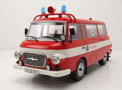 Produktbild von MCG 18010 Barkas B 1000 Feuerwehr Ambulanz 1965 rot 1:18