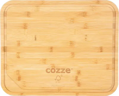 Produktbild von Cozze® Schneidebrett, robustes Bambusbrett für Pizza, 43 x 35 x 2 cm, naturbelassener Bambus