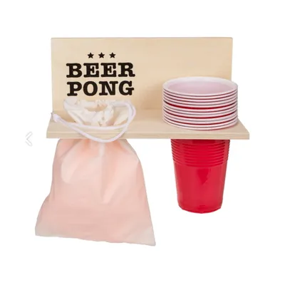 Produktbild von Beer Pong Set Partygadget mit Holzablage