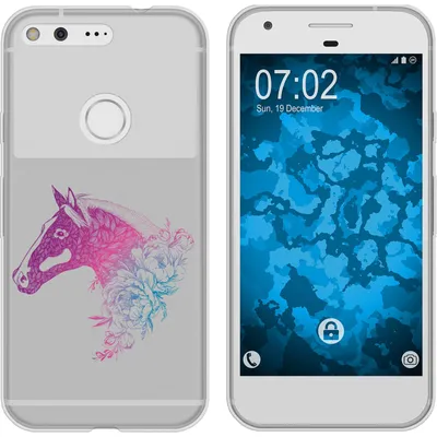Produktbild von PhoneNatic Case kompatibel mit Google Pixel XL Silikon-Hülle Floral Pferd M5-6