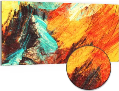Produktbild von DEQORI Hybrid Leinwand Bild 100x50 cm 'Bunte Pinselstriche' Wandbild Glas flach modern