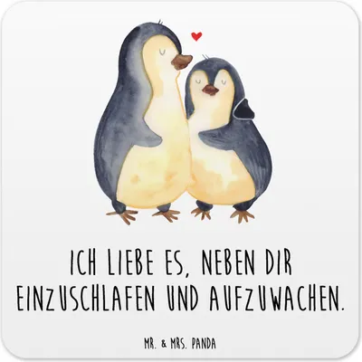 Produktbild von Mr. & Mrs. Panda Untersetzer für Gläser Pinguine Einschlafen 15er Set - Weiß - Geschenk, Freundin, Tischuntersetzer, Coaster, Tassenuntersetzer, Glas-Untersetzer, Freund