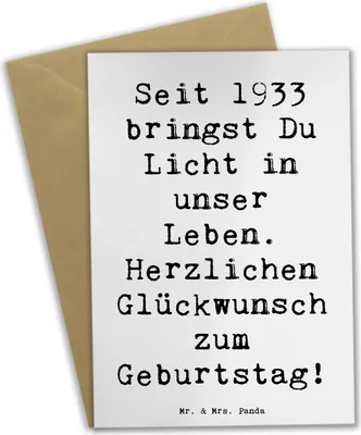 Produktbild von Mr. & Mrs. Panda Grußkarte Spruch 1933 Geburtstag - Weiß - Geschenk, Jubiläum, einladungskarten, Happy Birthday, vatertagskarte, weihnachtskarten, osterkarten, Alter