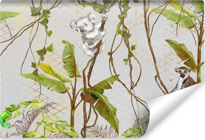 Produktbild von Muralo Vlies Fototapete TIERE Koala Lemur Chamäleon Blätter Natur Br. 90cm x Hö. 60cm