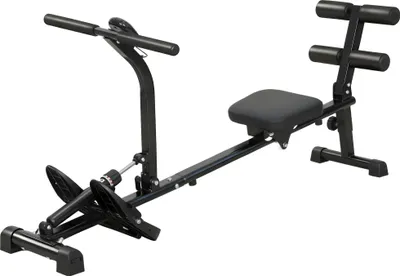 Produktbild von Rudermaschine, Rudergerät für Situps, 12-stufig verstellbar, 2-in-1 Kardiogerät, LCD-Anzeige, Stahl, Kunststoff, Schwarz
