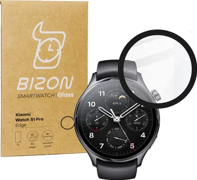 Produktbild von Hybrides Glas Bizon Glass Watch Edge Hybrid für Galaxy Watch Xiaomi Watch S1 Pro, Schwarz