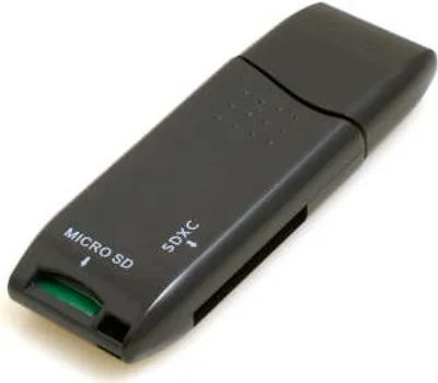 Produktbild von SYSTEM-S 2 in 1 USB Typ A 3.0 zu Micro SD SDXC SDHC Kartenleser Adapter in Schwarz