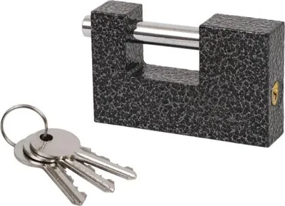 Produktbild von B-Harko RD 90 mm Gusseisen-Stiftvorhängeschloss mit Riegel, grau