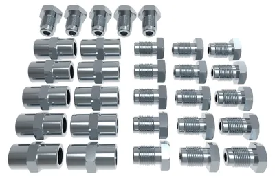 Produktbild von 20x Verschraubung + 10x Verbinder für 4,75 mm Bremsleitung Bördel F M10 x 1 Profi Bremsleitungsverbinder SET DIN/ISO 1651 konform
