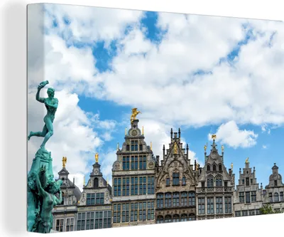 Produktbild von OneMillionCanvasses® - Leinwandbilder - 140x90 cm, Zunfthäuser in Belgien, Wandbilder Kunstdruck Wanddekoration