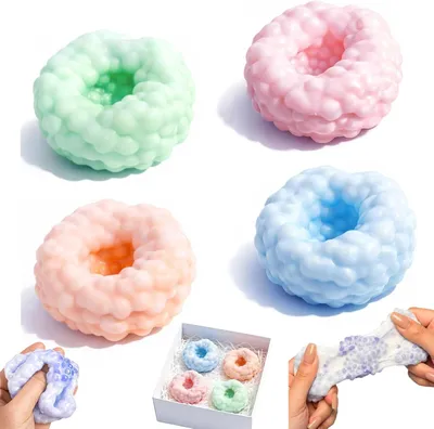 Produktbild von 4er Set Crunchy Squishy Stressball Knisternd Formbar Sensorik Fidget Toy für Kinder Erwachsene Angst Stressabbau Fokus Büro Schule Reise Geschenk