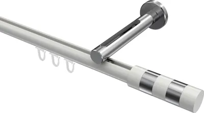 Produktbild von Interdeco Innenlaufstange / Gardinenstange mit Innenlauf Weiß / Chrom, Typ Siteno Mavell (Zylinder Bicolor), 20 mm Ø 1-läufig, 360 cm
