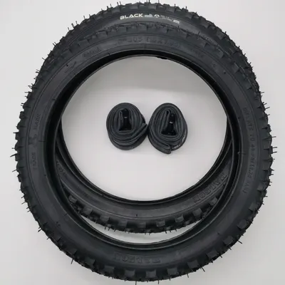 Produktbild von Ralson Black 2x16 Zoll MTB Reifen + AV Schlauch | 16x1.95 | 50-305 | Pannenschutz Kinder Fahrrad Anhänger Mountainbike Fahrradreifen