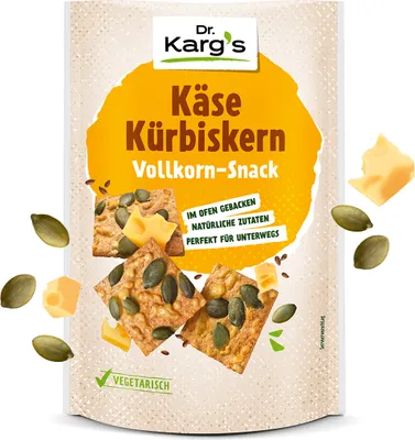 Produktbild von Dr. Kargs Käse Kürbiskern Vollkorn Knäckebrot Snack vegetarisch 110g