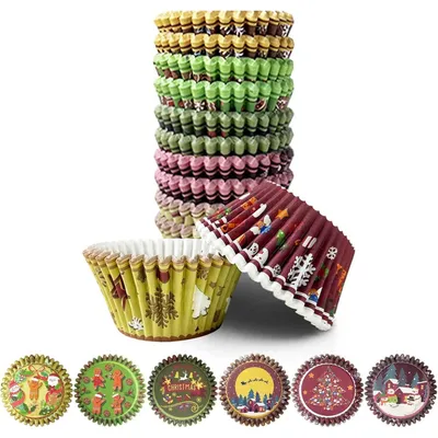 Produktbild von Mini-Muffinförmchen 300 Stück Lebensmittelqualität 6 Verlauf-Designs Lebkuchenmann Kleine Größe
