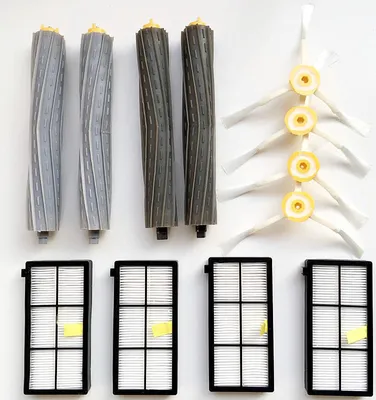 Image de Topchances Kit de remplacement pour iRobot Roomba 800 900 Series Pièces détachées Roomba Ensemble de brosses et filtres comprenant 4 filtres HEPA 4 brosses latérales 4 rouleaux extracteurs compatibles avec tous les Roomba 800/900
