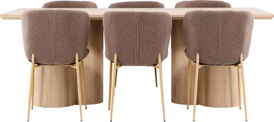 Produktbild von Olivia Essgruppe Tisch 100x210cm und 6 Teddy Stühle natur.