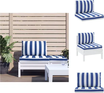Immagine prodotto di vidaXL Cuscino per pallet 2 pz. Tessuto Oxford a righe bianche e blu - Cuscino per seduta