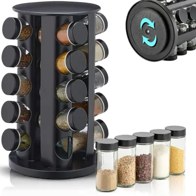 Produktbild von Drehbares Kräuterkarussell - 20 Stücke - Schwarz - Edelstahl