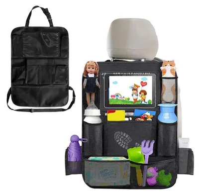 Immagine prodotto di Organizzatore per auto, protezione per schienale con tasca a rete, 61x42 cm, tessuto Oxford, colore nero