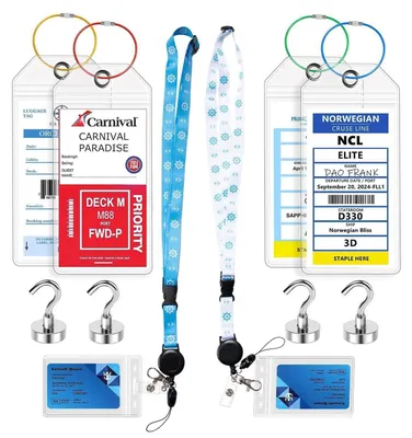 Obrázek produktu pro Sada doplňků pro plavbu: 4 štítky na zavazadla, 2 šňůrky, 4 magnetické háčky | balení po 10 kusech