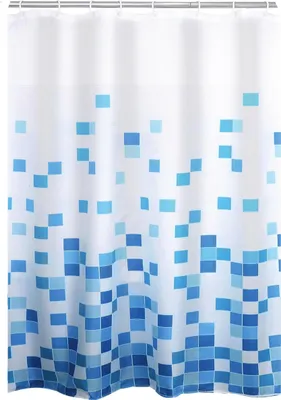 Produktbild von Ridder Duschvorhang Textil Cubes 180x200 cm blau 403310