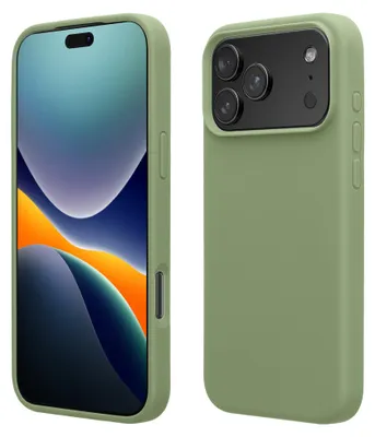 Produktbild von kwmobile Handyhülle für Apple iPhone 18 Pro / iPhone 17 Pro Hülle - Case Silikon - Kabelloses Laden - Schutzhülle Cover in sanftes Moosgrün