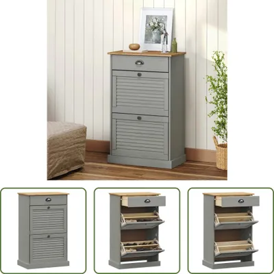 Obrázek produktu pro The Living Store Botník VIGO 60x35x96 cm Grey z masivního borovicového dřeva