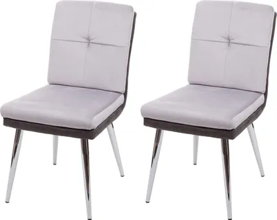 Immagine prodotto di set di 2 sedie per sala da pranzo HWC-G48, sedia da cucina imbottita poltrona, velluto in Pelle finta ® ~ grigio