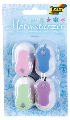 Produktbild von folia Mini-Motiv-Locher Set "Weihnachtsmotive" sortiert 4 Stück