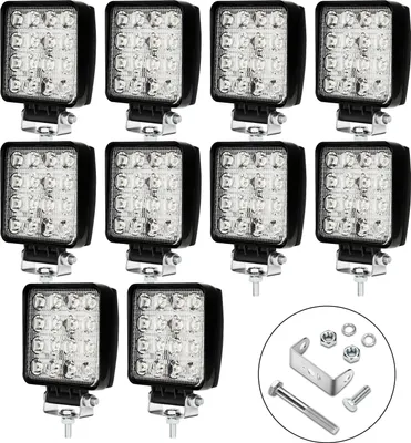 Obrázek produktu pro TolleTour Obdélníkové LED pracovní světlo IP67 Vodotěsné 12V 24V LED světlomety pro nákladní vozidla, offroad, SUV, ATV, couvací světlo traktoru 48W 10 kusů