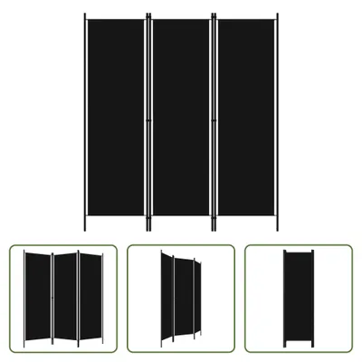 Image de The Living Store 3-pièces Séparation de pièce Noir 150x180 cm