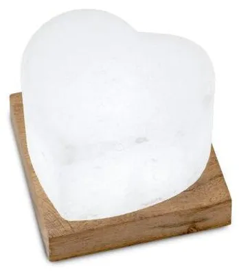 Himalaya Salt Dreams, Weiß Salzlampeje met LED verlichting op Holz voet, Hart, 46411, 9x9x6cm