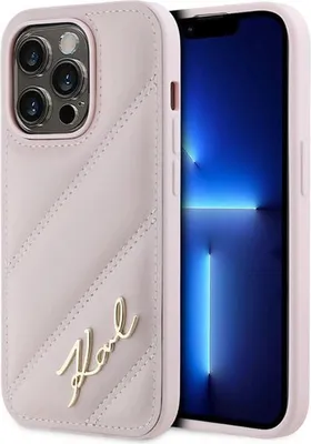 Produktbild von Hülle für Apple iPhone 14 Pro - Karl Lagerfeld Diagonal Quilted Script Back Cover - Rosa