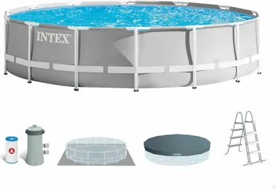 Produktbild von Intex 26724 ex 26734, Prism runder Aufstellpool, 457x107cm,inkl. Filterpumpe, Leiter, Abdeckplatte. Bodenmatte