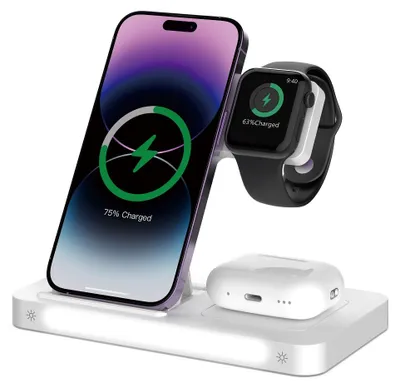 Zdjęcie produktu dla Devia Ładowarka Indukcyjna 3W1 Smart 15W Biała Z Lampką