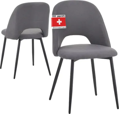 Produktbild von Albatros Esszimmerstühle mit Stoff-Bezug 2er Set SILVI, Grau Beige - Stilvolles Vintage Design, Stoff-Bezug, Ser Polsterstuhl - Moderner Küchenstuhl, Stuhl Esszimmer oder Esstisch Stuhl