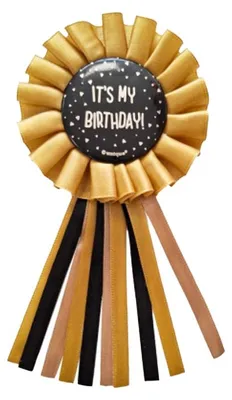 Produktbild von Unique Party - "It´s My Birthday" Rosette-Abzeichen SG39838 (Einheitsgröße) (Schwarz/Gold)