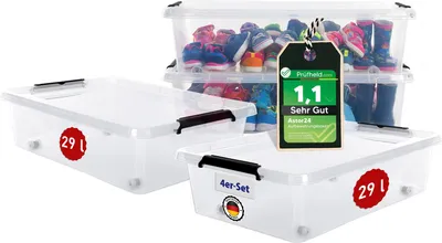 Produktbild von Aufbewahrungsbox mit Deckel Unterbettbox mit Rollen 4er Set Spielzeugkiste Box