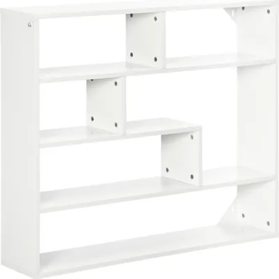 Produktbild von HOMCOM 4-stufiges Wandregal, schwebendes Regal mit 7 offenen Fächern für Wohnzimmer, Schlafzimmer, Büro, moderner Stil, 94 x 19,5 x 80 cm, Weiß