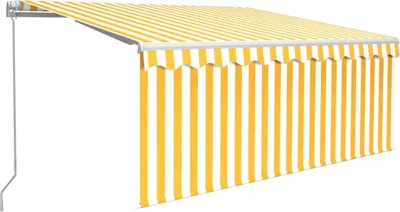 Produktbild von vidaXL Markise Manuell Einziehbar mit Rollo & LED 3x2,5 m Gelb & Weiß