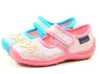 Produktbild von Rohde Kinder Mädchen Hausschuh Ballerina Klettverschluss Glitzerlook Boogy 2133, Größe:23 EU, Farbe:Türkis