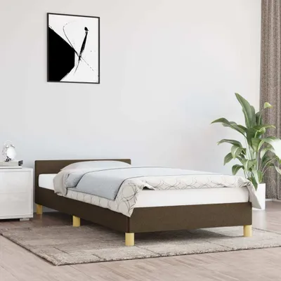 Produktbild von vidaXL Bettgestell mit Kopfteil Dunkelbraun 90x190 cm Stoff - Bettgestell Mit Kopfteil - Bettgestelle Mit Kopfteil - Bettgestell - Bett Mit Kopfteil
