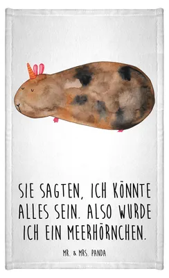 Produktbild von Mr. & Mrs. Panda Handtuch Einhorn Meerschweinchen - Weiß - Geschenk, Unicorn, Einhörner, Gästetuch, Klein, gäste wc, Frotteehandtuch, Meerhörnchen, Meerschwein