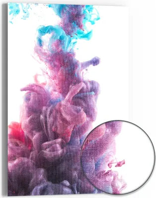 Produktbild von DEQORI Hybrid Leinwand Bild 60x90 cm 'Magische Farbwellen' Wandbild Glas flach modern